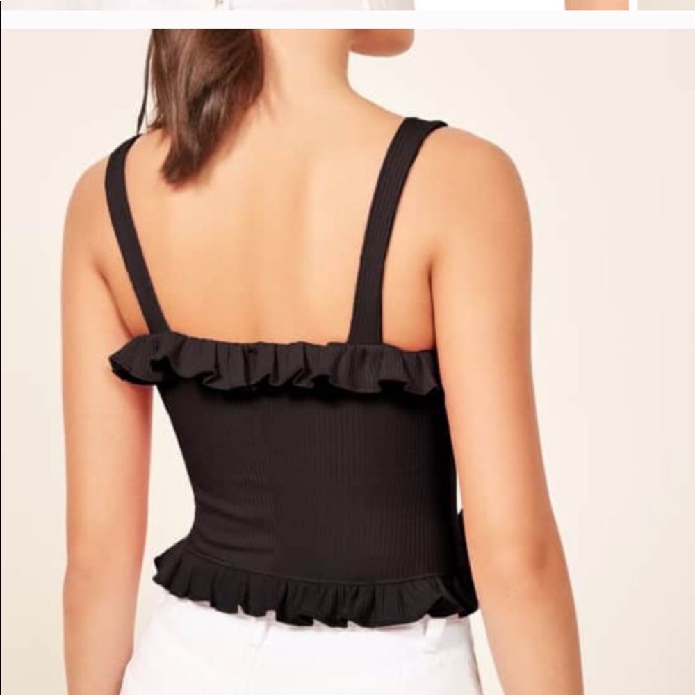 Reformation Trixie Ribbed Crop Ruffle Tank - Picture 3 of 7